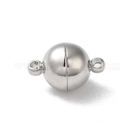 真鍮製マグネットクラスプ  ボール  プラチナ  16x10mm  穴：1.5mm KK-B079-03P-1