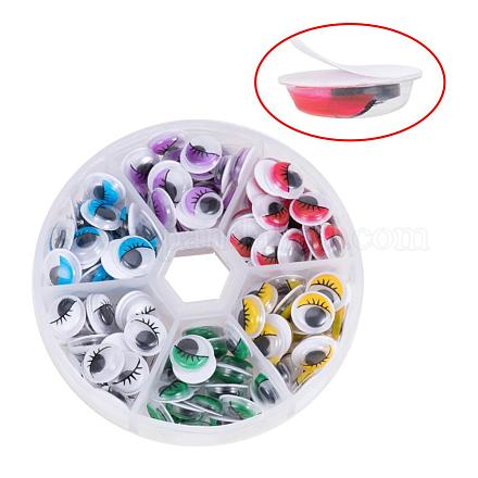 Multicolor Self-adhesive Wiggle Eye Sheets Peel and Stick Round Moving Wobbly Googly Eyes 10mm 1 Box KY-PH0002-03-10mm-1