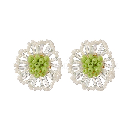 Boucles d'oreilles fleur perles de rocaille EJEW-TA00198-1