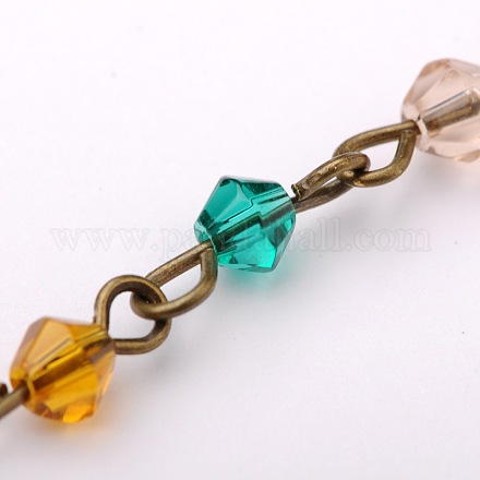 Chaînes de perles de verre bicone manuelles pour fabrication de bracelets et colliers AJEW-JB00049-06-1