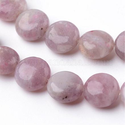 Dyed Flat Round Natural Pink Tourmaline Beads Strands G-K089-A-02-1