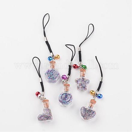 Glass Bottle with Glass Caviar Nail Beads inside Phone Mobile Accessories HJEW-JM00188-1
