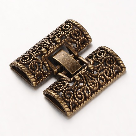 Alloy Filigree Fold Over Clasps PALLOY-A061-02AB-NF-1