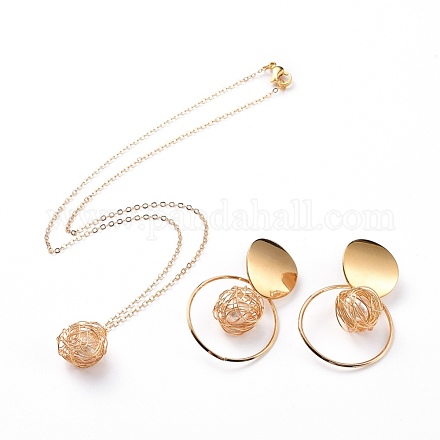Set di gioielli con orecchini pendenti e collane con ciondolo SJEW-JS01050-1