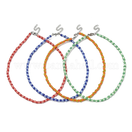 Halskette aus Glasperlen mit 304 Edelstahlverschluss NJEW-JN04428-1