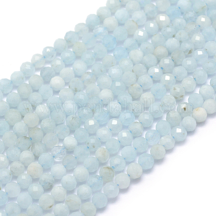 Chapelets de perles en aigue-marine naturelle X-G-E411-19D-3mm-1