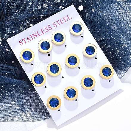 Плоские круглые серьги-гвоздики из нержавеющей стали 304 EJEW-C099-23G-01-1