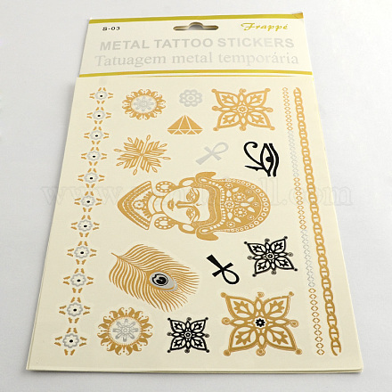 Mixed Shapes Cool Body Art Removable Fake Temporary Tattoos Metallic Paper Stickers AJEW-Q081-59-1