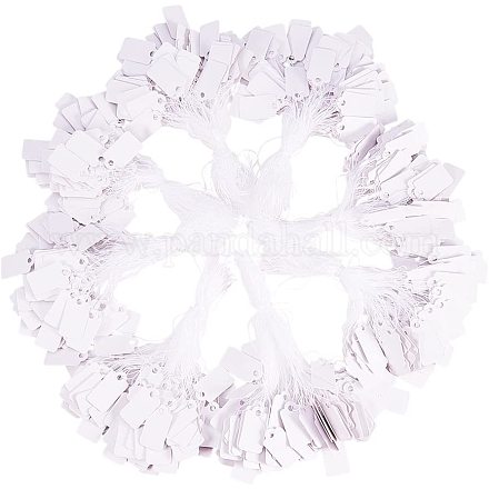 Pandahall circa 1000 pz stringa bianca gioielli cartellini dei prezzi abbigliamento display tag rettangolo prezzo etichetta design bianco bianco 23x13mm TOOL-PH0008-03-1