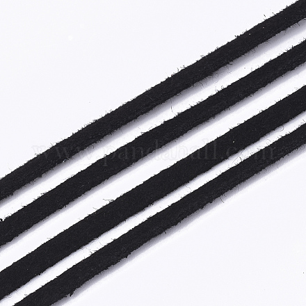スエード調コード  フェイクレース  ブラック  2.5~2.8x1.5mm  約1.09ヤード（1m）/連 X-LW-R023-2.8mm-09-1