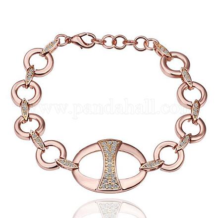 Bracelets à maillons en alliage d'étain plaqué or rose véritable pour femmes BJEW-BB13771-RG-1