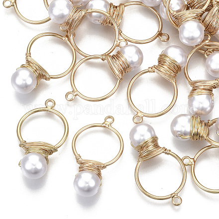 Pendentifs en plastique imitation perle ABS KK-N235-016-1