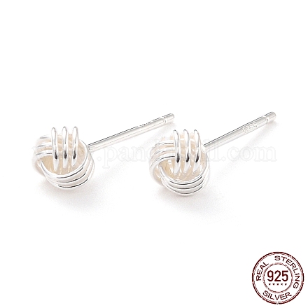 Тканевый узел 925 серьги-гвоздики из стерлингового серебра для девочек и женщин EJEW-I259-03S-1