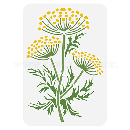 FINGERINSPIRE Fennel Stalk Flower Painting Stencil 8.3x11.7inch Reusable Wildflower Stencil Large Flower Stencil Flower Pattern Plant Theme Template for Wall Wood Furniture DIY Home Decoration DIY-WH0396-669-1
