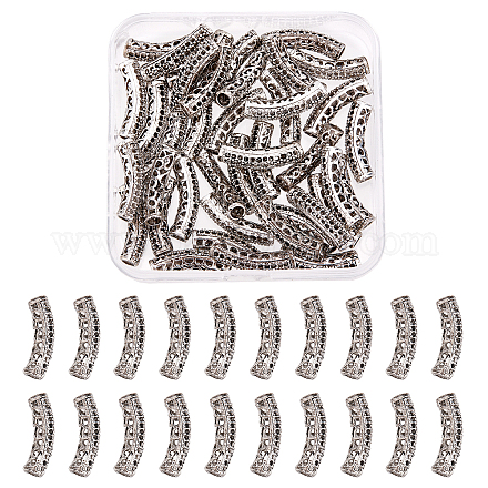 Superfindings 40 шт. латунные полые изогнутые бусины-трубочки 22x5 мм античное серебро изогнутые бусины-трубочки для лапши со стразами для изготовления ювелирных изделий KK-FH0003-30-1