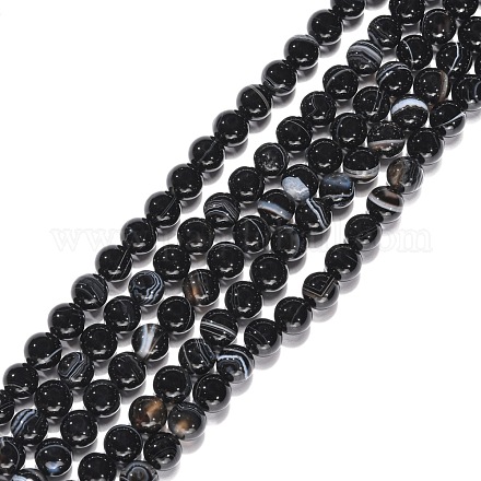 Chapelets de perles en agate à rayures naturelles/agates à bandes G-G391-6mm-01-1