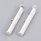 Brass Slide On End Clasp Tubes, Slider End Caps, Silver Color Plated, 6x25x4mm, Hole: 1x3mm