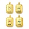 304 Stainless Steel Rhinestone Pendants, Ion Plating(IP), Rectangle Charms, Uneven, Mixed Color, 18.5x11.5x2.5mm, Hole: 2.5mm