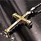 Cross Alloy Crystal Rhinestone Pendant Necklaces for Men, Golden, 21.65~23.62 inch(55~60cm)