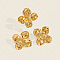 Flower Stainless Steel Stud Earrings & Cuff Rings Sets for Women, Real 18K Gold Plated