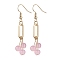 Imitation Jade Glass Dangle Earrings, with 304 Stainless Steel Earring Hooks, Pink, 53mm