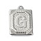 Anti-Tarnish 304 Stainless Steel Pendants, Rectangle with Letter Charm, Letter G, 24.5x18x3mm, Hole: 1.8mm