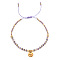 Natural Lapis Lazuli Braided Bead Bracelet, Adjustable Bracelet with Flat Round Charms,