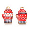 Winter Theme Alloy Printed Pendants, Cadmium Free & Nickel Free & Lead Free, Gloves, Salmon, 19.5x11.5x2.5mm, Hole: 1.8mm