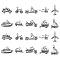 100pcs 10 Style Tibetan Style Alloy Pendants, Caravan & Motorcycle & Airplane & Ship & Train, Lead Free & Cadmium Free, Antique Silver, 12~24x11.5~26x2~3mm, Hole: 1.4~2.5mm, 10pcs/style