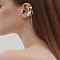 1Pair Alloy Rhinestone Tassel Cuff Earrings, with Imitation Pearl, Platinum, 90x14x17mm