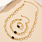 Hexagon Alloy Enamel Cable Chain Necklaces & Bracelets & Rings Sets, Golden, 350mm