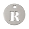 Non-Tarnish 304 Stainless Steel Pendants, Stainless Steel Color, Flat Round with Letter, Letter R, 19x1.2mm, Hole: 2.5mm