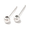 Brass Studs Earrings Finding, Lead Free & Cadmium Free, Round, 925 Sterling Silver Plated, 16x4mm, Hole: 0.9mm, Pin: 12x1mm
