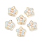 Electroplate and Golden Metal Enlaced Glass Beads, Flower, Clear, 10.5x11x5mm, Hole: 1mm