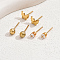 Elegant 18K Gold Plated 3 Pairs of Stud Earrings Set for Women, Mixed Shapes