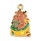 Christmas Theme Alloy Enamel Pendants, Light Gold, Deer, 25x15x1.2mm, Hole: 2mm