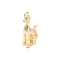 Brass Pendants, Dog Charms, Real 14K Gold Plated, 15.5x8x5mm, Hole: 1.2mm
