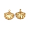 304 Stainless Steel Pendants, Shell Shape Charms, Ion Plating(IP), Real 18K Gold Plated, 16x15x5mm, Hole: 1mm