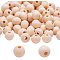 Round Unfinished Wood Beads, Natural Wooden Loose Beads Spacer Beads, Moccasin, 8x7mm, Hole: 2~3mm, 500pcs/bag