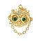 Brass Micro Pave Cubic Zirconia Pendants, with Jump Ring, Owl, Golden, 20x15.5x10.5mm, Hole: 3mm