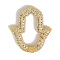 Rack Plating Brass Micro Pave Cubic Zirconia Twister Clasps, Cadmium Free & Lead Free, Long-Lasting Plated, Real 8K Gold Plated, Hamsa Hand, Clear, 24.5x21x3mm