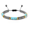 Synthetic Turquoise Beads Braided Beads for Men, Flat Round, with Non-magnetic Hematite