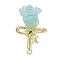 Golden Alloy Resin Pendants, Flower, Light Blue, 34.5x21x14.5mm, Hole: 1.6mm