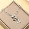 Stainless Steel Paperclip Chain Initial Necklaces with OT Clasps, Stainless Steel Color, Letter H, 18.11 inch(46cm)