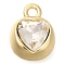 Rack Plating Alloy Pendants, with Rhinestone, Heart, Golden, Clear, 11.5x9x7.5mm, Hole: 1.6mm