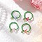 Glass Beads with Acrylic Charms Finger Rings, Flower, Mixed Color, 12mm, Inner Diameter: 18mm
