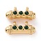 Brass Micro Pave Cubic Zirconia Pendants, Real 18K Gold Plated, Lead Free & Cadmium Free & Nickel Free, Column, Dark Green, 9x19x7mm, Hole: 2.6mm