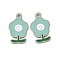 304 Stainless Steel Charms, with Enamel, Flower with Smiling Face Charm, Stainless Steel Color, Turquoise, 13x8x1mm, Hole: 1mm