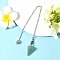 Cone Natural Green Aventurine Pointed Dowsing Pendulums, with 304 Stainless Steel Chain, 223~226mm
