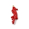Alloy Enamel Pendants, Coral Shape Charms, Golden, Red, 32.5x10.5x5mm, Hole: 1.4mm